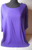 Distinctly Different Womans Purple Scoop Neckline Pullover Top Short Sle... - £11.18 GBP
