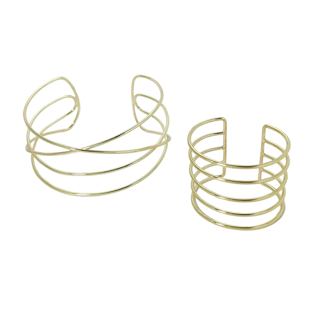 Multi Layer Metal Rigid Gold Color Choker Necklaces Bracelets Set Fashion Torque - $33.34