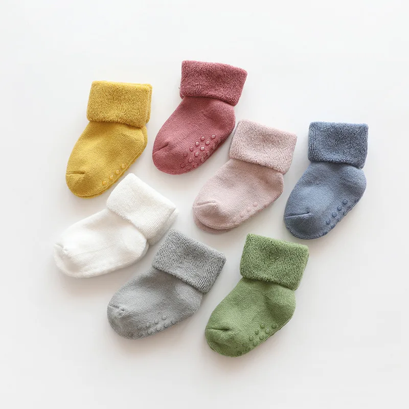 Nter warm thick baby girls boys socks newborn baby socks terry anti slip socks for baby thumb200