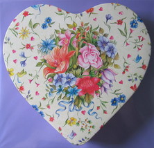 Victorian Style Floral Heart Storage Tin Lace Motif on Sides - £7.95 GBP