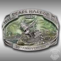 Vintage Belt Buckle 1989 Pearl Harbor 50th Anniversary 1941-1991 Dec. 7 Silver - £26.30 GBP