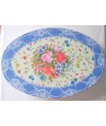 Victorian Style Floral Oval Storage Tin with Lace Accents - £7.83 GBP