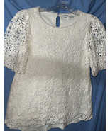 Anthropologie Eri + Ali Lace Crochet Cream Top Shirt Size Small FREE SHI... - $378.50 MXN