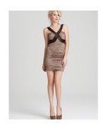 Bcbg Maxzaria Simsom ruched taffeta cocktail dress Sz 2 Mocha - $1,708.87 MXN