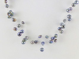 Metallic and Opalescent Cultured PEARL ILLUSION Necklace - 16 inches - F... - £35.96 GBP