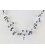 Metallic and Opalescent Cultured PEARL ILLUSION Necklace - 16 inches - FREE SHIP - $45.00