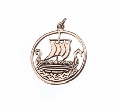 ⚓ Viking Dragon Ship Pendant – Solid Bronze Jewelry - $374.96 MXN