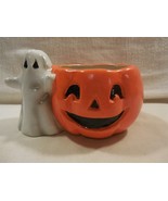 Vintage Ceramic Halloween Ghost Jack-O-Lantern Pumpkin Planter E-6827 - $19.57 CAD