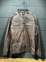 Men’s BKE Full Zip Pocket Faux Leather Motorcycle Jacket Size S Athletic... - £27.65 GBP