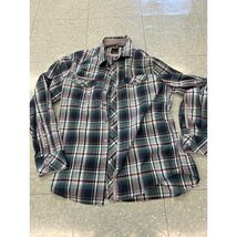7 Diamonds Mens Plaid Long Sleeve Button Up Shirt Size L Green Blue Gray - $21.43