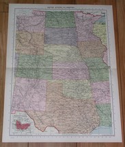 1940 Original Vintage Wwii Map Of Central Usa Oklahoma Texas Colorado Kansas - £18.11 GBP