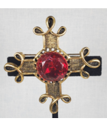 Vintage Benedict Style Gold Tone Maltese Cross With Faceted Red Center B... - $1,032.34 MXN