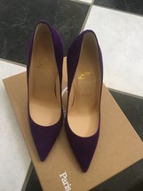 NIB 100% AUTH Christian Louboutin Violet Suede 120 So Kate $695 Sz 36 - $595.00