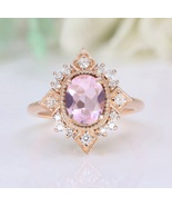 Handmade New Oval Pink Morganite 925 Silver Rose Gold Plated Engagement ... - £63.14 GBP