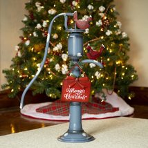 Zaer Ltd. Old Style Metal Water Pump with Merry Christmas Sign and Metal Birds.  - £78.75 GBP