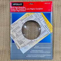 Apollo Full Page Magnifier  2X Optic Grade Lens Unbreakable Scratch Resi... - £10.27 GBP