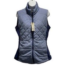 ZELOS VEST Blue Quilted Puffer Zipped Side Ribbed Packable w/ bag Size M... - £17.20 GBP