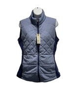 ZELOS VEST Blue Quilted Puffer Zipped Side Ribbed Packable w/ bag Size M... - $21.59