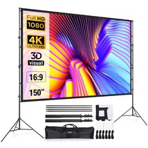 Projector Screen And Stand 150 Inch, Outdoor Portable Projector Movie Sc... - $203.99