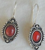 Mini red glass earrings - $12.00