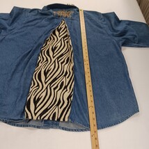 Dressbarn RN#81492 Women's 18/20 Blue Embroidery Tiger Cotton Blend Denim Jacket image 8