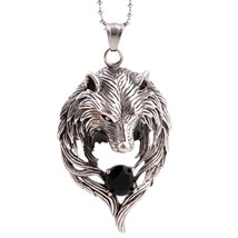 Wolf Head Necklace Winged Wolf Stainless Steel Winged Wolf Pendant Mens ... - £16.16 GBP