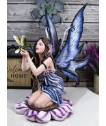 Purple Lavender Flower Fairy with Hummingbird Figurine 14&quot;H Fairy Garden... - $102.77 CAD