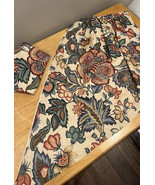 Waverly Greenfield Valances Set Of 2 Pointed Ruffled Jacobean 24x44” Cha... - $29.69