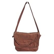 70s Vintage Russet Brown Leather Shoulder Purse Patina Snap Flap Boho Bag - $39.55
