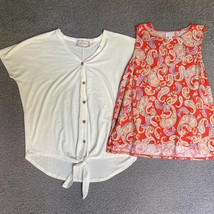 J Jill Adorn It Shirts Womens Large Paisley Tank Tie Waist Button Top Bu... - $28.30