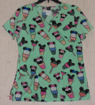 New Womens Minnie Mouse Ice Cream Cones &amp; Lollipops Print Scrubs Top Size S - £18.45 GBP