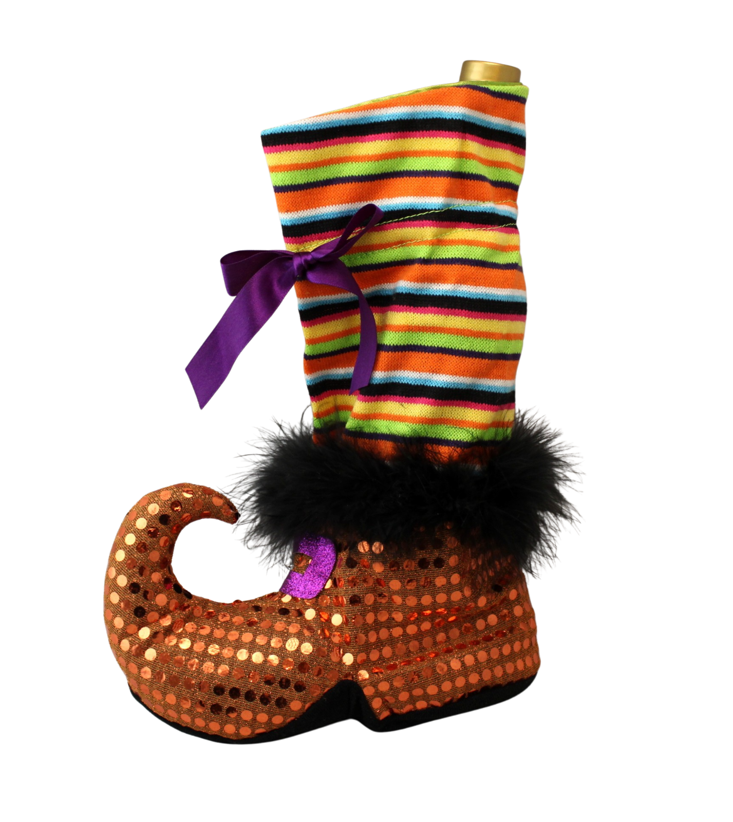 Novelty Knitted with Faux Fur and Glitter Witch’s Shoe Wine Bottle Holder - $5.93