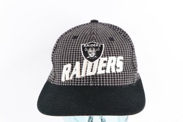 Vintage 90s Logo Athletic Oakland Raiders Football Spell Out Grid Strapback Hat - £72.30 GBP