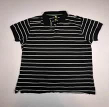 John Deere Polo Shirt Logo Blue Green White Striped Short Sleeve Mens Size XXL - $11.60