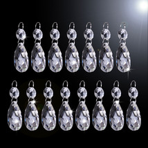 30Pcs 38mm Crystal Drop Prisms Pendant w/ Beads Garland Lamp Parts Hanging DIY - £17.04 GBP