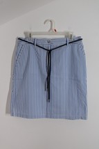 NWOT Talbots 12P Blue White Stripe Rope Belt Cotton Pencil Skirt - £22.69 GBP