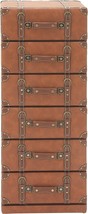 Deco 79 Wood Faux Leather 6 Drawer Chest With Buckle And Strap Detailing,, Brown - £209.16 GBP