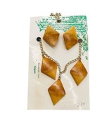 Woodcraft By Frink Real Aspen Jewelry Necklace Earring Bracelet Set Vintage - £21.91 GBP