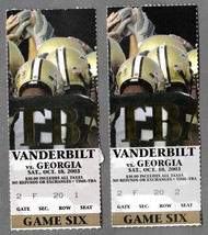 2 Vanderbilt Commodores Vs Georgia Bulldogs 2003 Football Game Ticket Stubs - £13.41 GBP