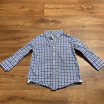 Crewcuts Toddler Boys Blue White Check Long Sleeve Button Up Shirt Size 2 J.Crew - $23.76