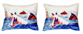 Pair of Betsy Drake Chincoteague Ponies Pillows 16 Inch X 20 Inch - £63.30 GBP