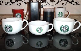 Starbucks Huge Oversized Ceramic Soup Coffee Mug Cup Canister Grinder Lot 7pc - £79.00 GBP
