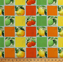 Cotton Oranges Lemons Limes Fruits Squares Citrus Grove Fabric Print BTY D473.25 - £7.95 GBP