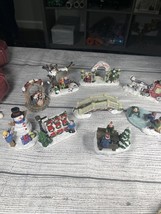 Christmas Village Bridge Fence Gate Lamp Post Santa Used No Chips Noted  - $12.00