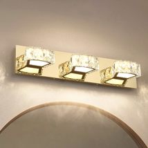 Crystal Vanity Light Dimmable 3-Lights Bathroom Lighting Fixtures 22&quot; In... - £39.05 GBP