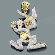 3.10Ct Round Lab-Created Diamond Bugs Bunny Pendant Charm 14k Yellow Gold Plated - £262.74 GBP