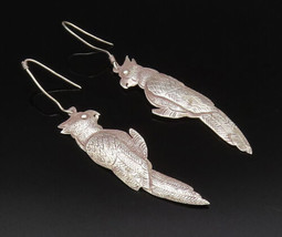 925 Sterling Silver - Vintage Etched Parrot Bird Dangle Earrings - EG12115 - £37.05 GBP