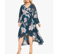 City Chic Womens Plus XL 22 Jade Blossom Maxi Dress NWT AQ59 - £49.54 GBP