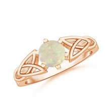ANGARA Solitaire Round Opal Celtic Knot Ring for Women, Girls in 14K Solid Gold - £445.32 GBP