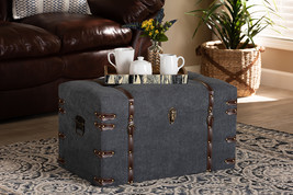 Veles Gray Fabric Upholstered Storage Trunk Ottoman  - $3,112.89 MXN